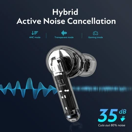 QCY Wireless Earbuds, Active Noise Cancelling, Hybrid ANC, External Sound Capture, Supports Dedicated Apps, IPX5 Waterproof, White, QCY-HT03WH