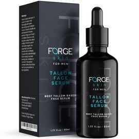 FORGE SKIN® Night Beef Tallow Serum for Men [TALLOW-BASED] - Facial Essence for Face Wrinkles with Essential Oils - Natural Green Tea Skincare for Radiance and Skin Hydration (1.77 OZ)