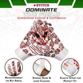 Football Gloves Jester face Adult & Youth Football Gloves Sticky Silicone Joker Football Receiver Gloves Football Receiving Gloves Youth Football Gloves Men Adult & Unisex (Green, Youth Medium)