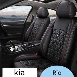 RAWAKORW Car 5-Seat Covers Front & Rear For Kia Rio 2013-2022 Faux Leather Cushion Pad