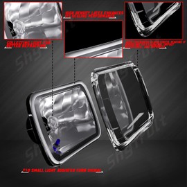 For Chevy S10 Pickup 1982-1993 7x6" LED Hi/Low Beam,7x6 Inch Diamond Crystal Clear Semi Sealed Beam Glass Lens Housing Headlights,H4 LED Bulbs,6000K Cool White