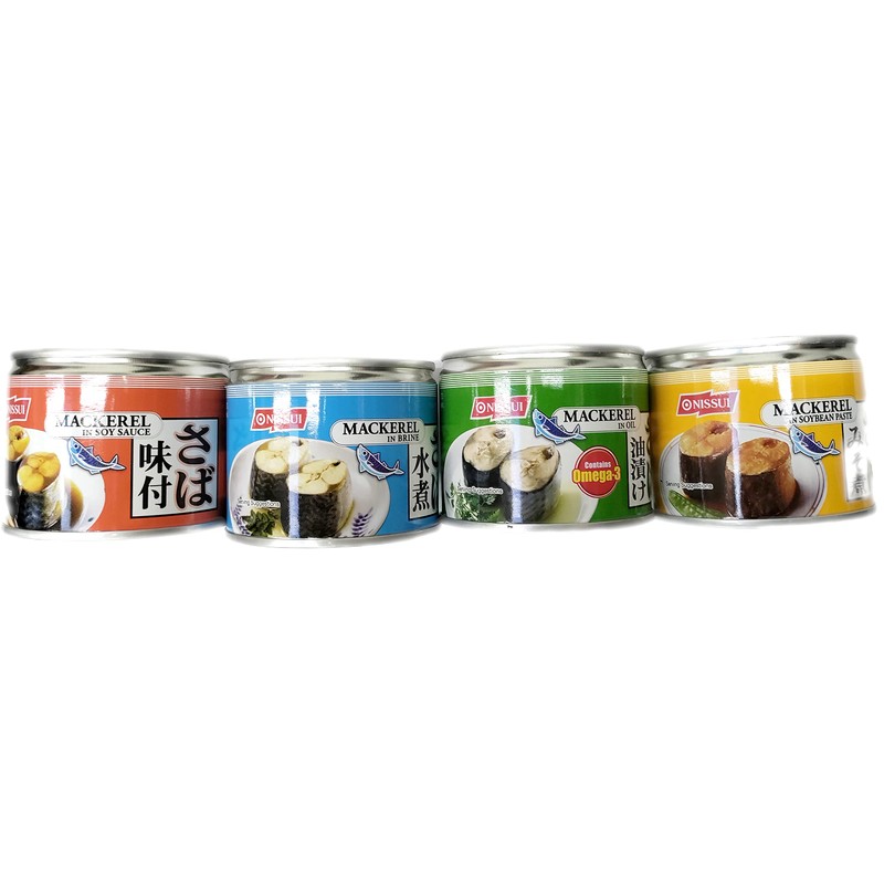 Nissui Canned Mackerel Sampler Pack | Ajitsuke (Soy Sauce), Misoni