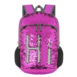 Bekahizar 20L Reversible Pailletten Backpack Bling Meerjungfrau Sequin Rucksack Leicht Faltbare Reise Tagesrucksack Tasche Packbar für Mädchen und Frauen Wandern Camping Radfahren (lila silber)