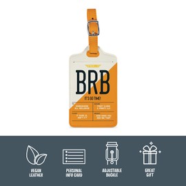 Genuine Fred, WANDER WARE - LUGGAGE TAG, BRB, Travel luggage tag with name & information ID card, 2.75" x 4.7", Assorted