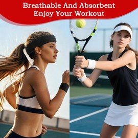 12Pcs Sweat Band, 6 Pair Colourful Wristband Sports, Protective Elastic Sports Wrist Sweat Bands Men Women, Athletic Cotton Sweatbands, Reusable WristBands for Badminton Tennis Football Basketball