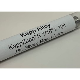 KappZapp7R 7% Silver Solder 1/16" (1.6mm) Rosin Cored for Electronics 9 foot tube