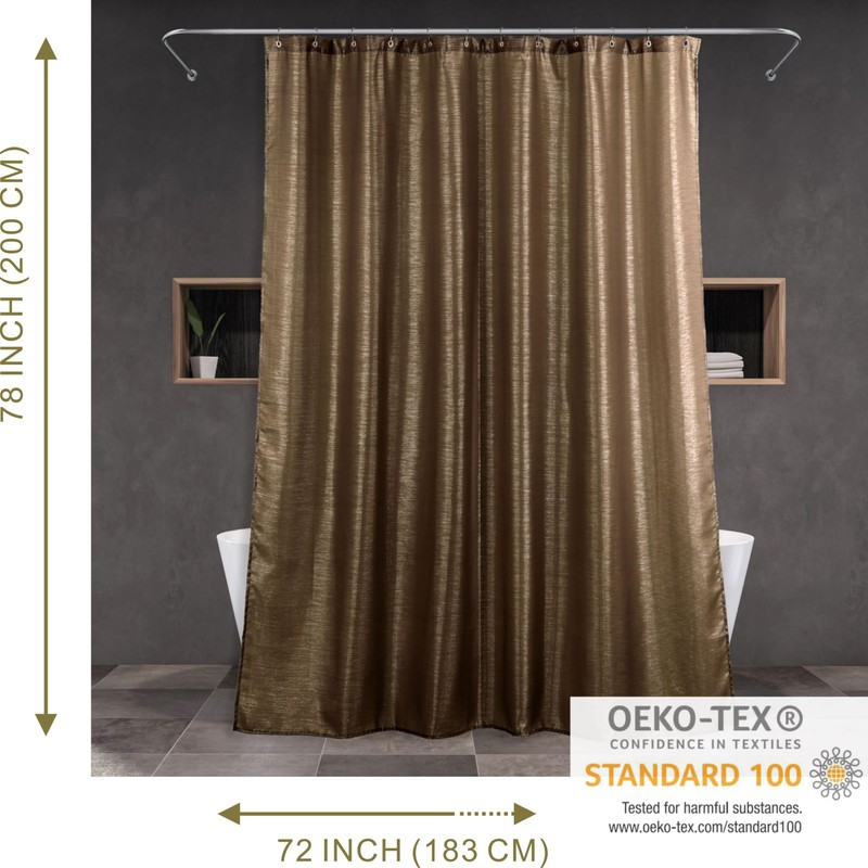Popkozzi Brown Silver Glitter Shower Curtain: 78 Inch Glitter Luxury