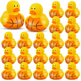 DEEKIN 24 Pieces Basketball Mini Rubber Duckies Bulk Sports Themed Rubber Ducks Basketball Mini Ducks Durable Ducky Bath Toy Set for Party Shower Pool Favors Treasure Chest Sports Events Summer