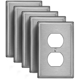 BESTTEN 5PK 1-Gang Over-Size Duplex Metal Wall Plate with Protective Film