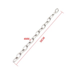 Stainless Steel Safety Chains 20in (L) x 4MM (T) Long Link Chain Rings Light Duty Coil Chain for Hanging Pulling Towing (4mm*50cm-1 Pack)