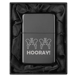 Lighter in Black Silk Lined Gift Box Hip Hip Hooray Funny Physical Therapy Therapist Gift (Black)