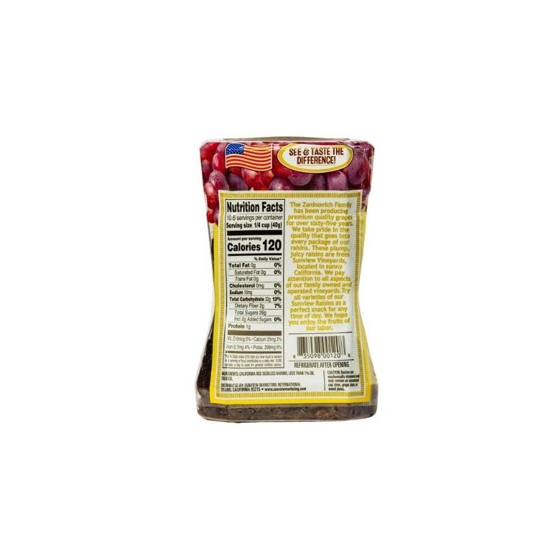 Sunview Organic Red Seedless Raisins 3-15 oz. Canisters