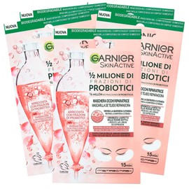 Garnier SkinActive Eye Mask to Repair 1/2 Million Fractions of Probiotics for All Skin Types, Minimises Fine Wrinkles Made from Biodegradable Fabric - 5 Packs of 1 Application