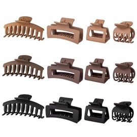 12 Pcs French Hair Clips for Women - 4 Styles Non-slip Claw Clips Matte Hair Claws for Thin Thick Hair, Compact Hair Clip Combination Pack for Girls