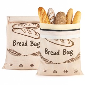 2-Pack Reusable Beeswax Bread Bags for Sourdough & HomemadeBread with Zipper, 16.5 x 13 inch bread bags for Food Storage