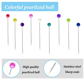 600PCS Sewing Pins Straight Pin for Fabric, Pearlized Ball Head Quilting Pins Long 1.5inch, Multicolor Corsage Stick Pin for Dressmaker, Jewelry DIY Decoration, Craft and Sewing Project