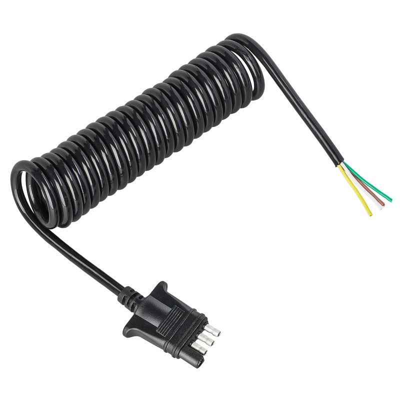 Oyviny 4 Way Flat Trailer Wiring Harness Coiled Cable 10.5