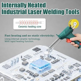Internally Heated Industrial Laser Welding Tools, Handheld Laser Welder for Metal,Multi-Function Soldering Iron Soldering Gun Set,Electric Welding Tool for Industrial Home DIY (Green)
