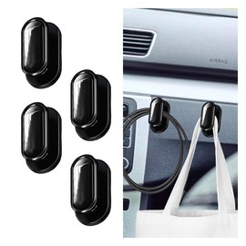 KITUREK 4 PCS Car Mini Hooks, Strong Self-Adhesive Backseat Hangers, Multifunctional Wall Hanging Hooks, Universal Hook Stickers for Key Charging Cable Earphone Car Interior Accessories (Glossy)