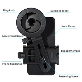Spotting Scope Phone Adapter, Universal Telescope Phone Mount Working with Spotting Scopes & Binoculars & Monoculars & Telescopes & Microscopes, Fits Most Smartphones, Eyepiece Size 0.88"-1.88"