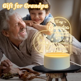 Lerelin Acrylic Night Light Gifts, Thank Gift for Grandpa Engraved Night Light, Suitable for Christmas, Thanksgiving, Birthday, Retirement Gifts(Warm Light)