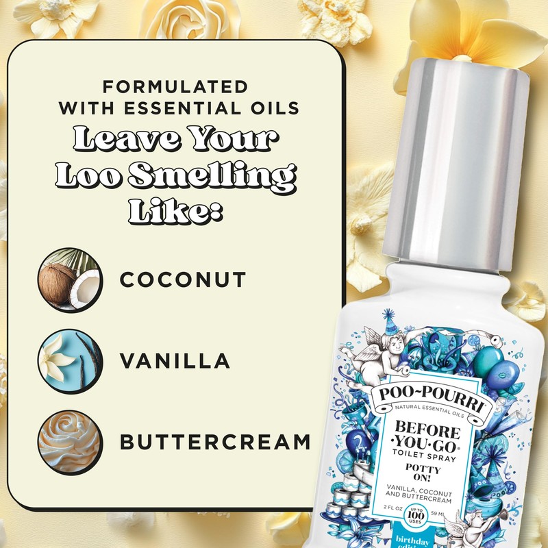 Poo-Pourri Before-You-Go Toilet Spray, Birthday Cake Potty On!, 2 Fl