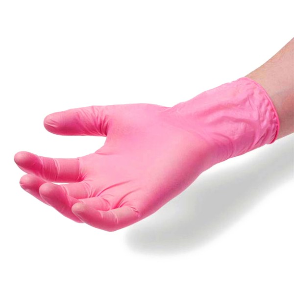 Pink Vinyl Disposable Gloves Large Size Fit all 100 Pack - Latex Free, Powder Free Gloves -Home, Cleaning, and Food Gloves - 3 Mil Thicknesses (XL)