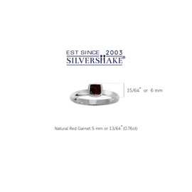 Silvershake Cushion Cut Garnet 925 Sterling Silver Stack Stackable Solitaire Ring Size 6.5
