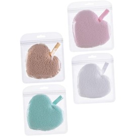 Wakauto 4 Esponjas Desmaquillantes Forma de Corazón para Maquillaje, Esponjas Faciales Reutilizables de Espuma Suaves Ideales para Uso en Casa y Camping