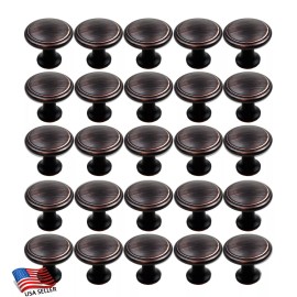 Hardware Direct 25 Pack Round Disk Knobs *Oil Rubbed Bronze* Kitchen Bath Cabinet Pull Handles