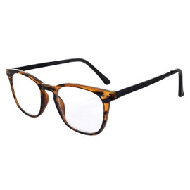 Eyekepper Readers Retro Square Plastic Frame Metal Arms Reading Glasses Amber/Black Arm +0.75