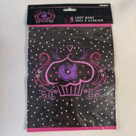 Unique Party Loot Bag Treat Favor Goody Black Purple Pink Cupcake Girls