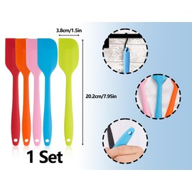 ZoeTekway 5 Stück Teigschaber Set,Anti-RutschSilikon Spachtel,230℃ Hitzebeständige Antihaft-Pfanne Spatula,für Kochen und Backen Küchenutensilien(20.2 * 3.8cm,rot, orange, rosa, grün und blau)
