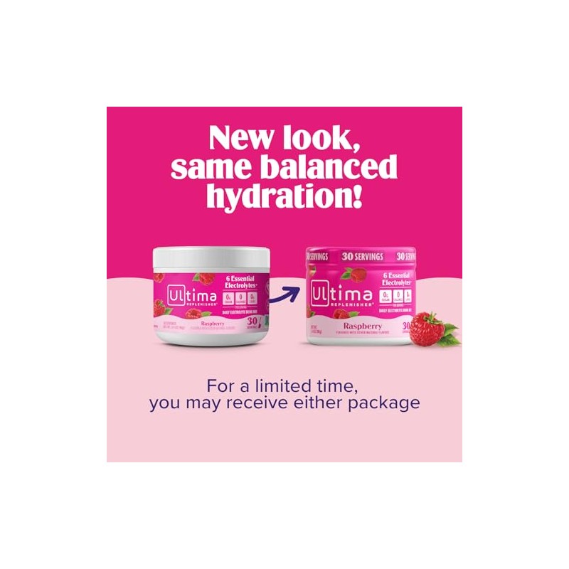 Ultima Replenisher Raspberry Electrolyte Powder - Sugar Free Hydration