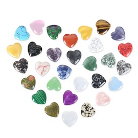 30PCS Mixed Color Heart Healing Crystals – Natural Gemstones for Meditation, Chakra Healing, Witchcraft & Spiritual Growth, Crystals and Healing Stones for Positive Energy