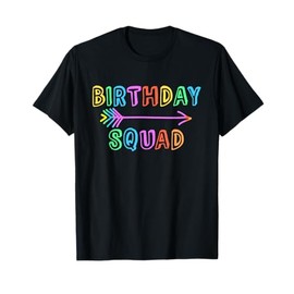 Colorful Kids Mom Dad Crew Matching Siblings Birthday Squad T-Shirt
