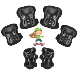 SensaBliss Bicycle Protector Kids Protective Gear Wrist Elbow Knee Set of 6 Kids Protector Protective Pad for Kids Junior Skateboard Bike (Black)