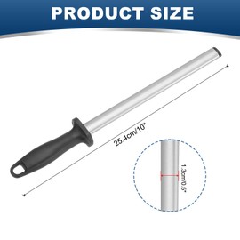 uxcell 10 Inch Diamond Sharpening Steel Honing Rod, High Hardness Sharpening Rod Knife Sharpener Steel for Kitchen Knife Silver