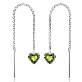 MATERIA by Matthias Wagner Heart Pull Through Earrings – Women's Earrings Silver 925 Zirconia, Sterling Silver, Cubic Zirconia