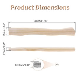 FOCMKEAS Premium Toon Wood Hammer Handle Replacement 38cm Long Wood Tool Handle,Ball Peen Hammer Handles with a Steel Wedges Suitable for Small Hammers or Axes with 39×17mm Tenons