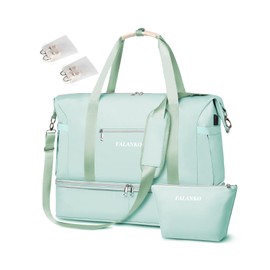 Weekender Bags for Women,Large 44L Expandable Travel Duffel Bag with Shoe Compartment,Toiletry Bag Set,Wet Pocket,Overnight Backpack Carry On Tote for Outdoor,Hospital,Gym,Beach