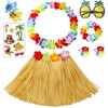 Hawaiian Fancy Dress Women, 8-Piece Tropical Party Set with Grass