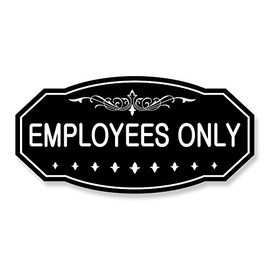 Employees ONLY - Letrero victoriano para puerta/pared (negro) - 4 x 8 pulgadas, mediano (paquete de 2)