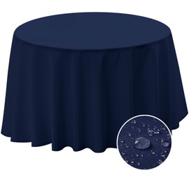 BYDOLL Table Cloth 48 Inch Round Tablecloth Fits Max38 Inch Diameter Table Top,Navy Blue Polyester Washable Wrinkle-Free Spillproof Tablecloth for Party Patio Cover