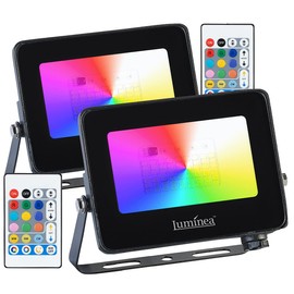 Luminea Stage Light: Set of 2 Weatherproof Outdoor Floodlights, RGB CCT LEDs, 15 W, 1250 Lumens, IP65 (Outdoor Spotlight, LED RGB Spotlight, Colourful Headlight)