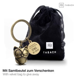 FABACH Owl Key Ring (Customisable) - Cute Owl Keyring - Friendship and Love Lucky Charm Made of Metal for Women - Owl be There for You Bronze., Antique bronze