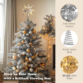 Christmas Tree Topper Star with Warm White 50 LED Lights, Star Tree Topper for Christmas Tree Tradition Moravian Decor, 11X 7.87 Inch with 5m Long Line, Estrella para Arbol De Navidad, Silver