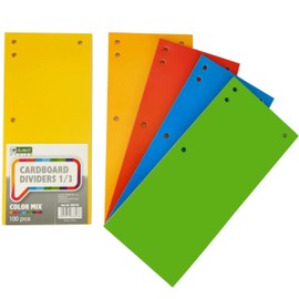 D.RECT Pack of 100 Cardboard dividers, 11 x 24 cm, dividers, dividers, 160 g/m², 5 Colours: 20 Pieces per Colour, (009783)