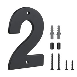 HASWARE Floating House Number Sign for Home - 5 Inch Modern Numerous Easy DIY Mounting for Posts and Street (Black, 2)
