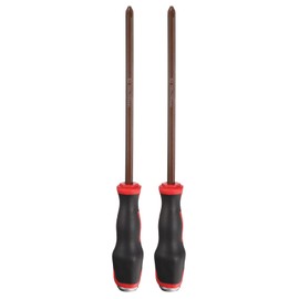 HARFINGTON 2pcs PH4 Phillips Screwdriver #4 12.99" Magnetic Screwdrivers 5.12" Heat-Treated S2 Alloy Steel with Ergonomic Handle for DIY Repairing, Red Brown